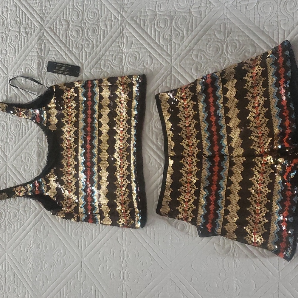 BEBE SEQUIN SHORT SET